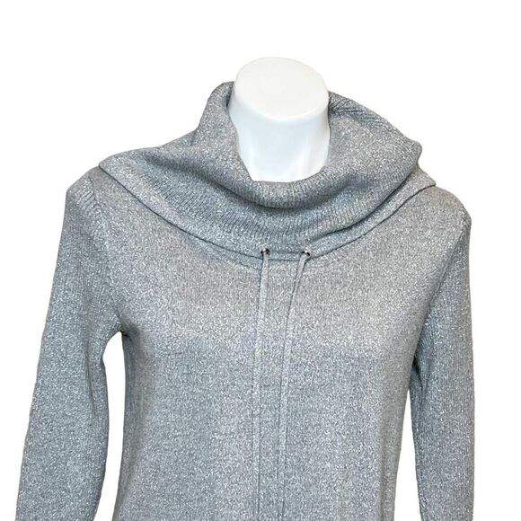 Karl Lagerfeld metallic silver cowl neck sweater size S - Picture 2 of 16